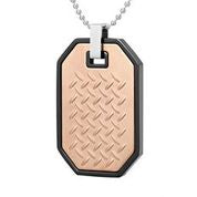 Mens Stainless Steel Black Carbon Fiber Pendant Necklace