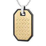 Mens Stainless Steel Black Carbon Fiber Pendant Necklace