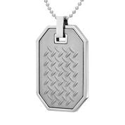 Mens Stainless Steel Black Carbon Fiber Pendant Necklace