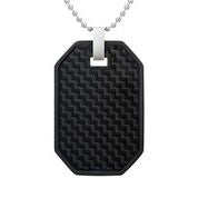 Mens Stainless Steel Black Carbon Fiber Pendant Necklace