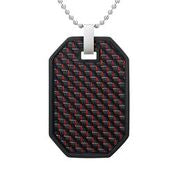 Mens Stainless Steel Black Carbon Fiber Pendant Necklace