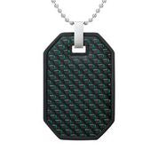 Mens Stainless Steel Black Carbon Fiber Pendant Necklace