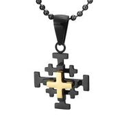 Mens Stainless Steel Black Carbon Fiber Pendant Necklace