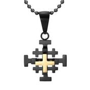 Mens Stainless Steel Black Carbon Fiber Pendant Necklace
