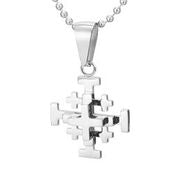 Mens Stainless Steel Black Carbon Fiber Pendant Necklace