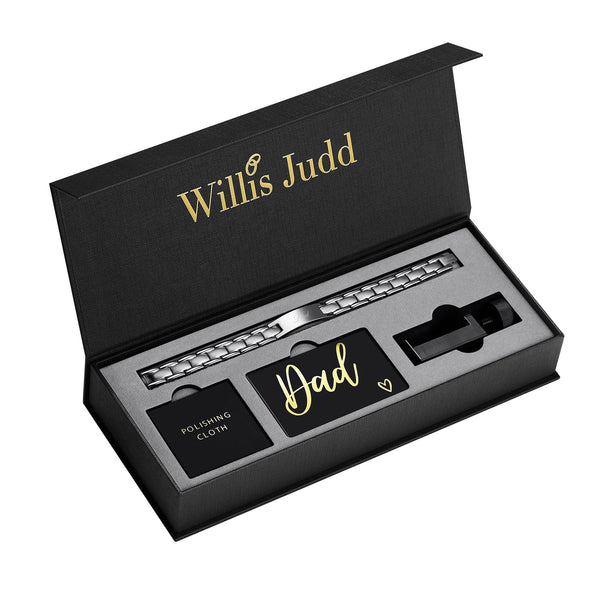 Mens Dad Bracelet Engraved - Best Ever (Titanium) Magnetic