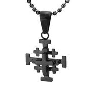 Mens Stainless Steel Black Carbon Fiber Pendant Necklace