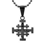 Mens Stainless Steel Black Carbon Fiber Pendant Necklace