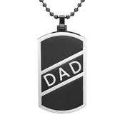 Mens Stainless Steel Black Carbon Fiber Pendant Necklace