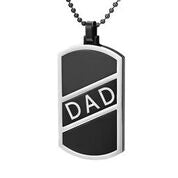 Mens Stainless Steel Black Carbon Fiber Pendant Necklace