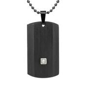 Mens Stainless Steel Black Carbon Fiber Pendant Necklace