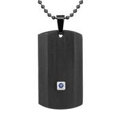 Mens Stainless Steel Black Carbon Fiber Pendant Necklace