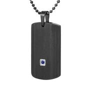 Mens Stainless Steel Black Carbon Fiber Pendant Necklace