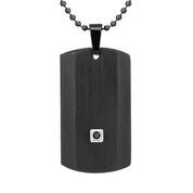 Mens Stainless Steel Black Carbon Fiber Pendant Necklace