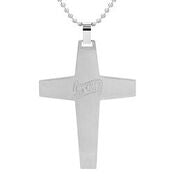 Mens Stainless Steel Black Carbon Fiber Pendant Necklace