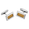 Willis Judd Men's Stainless Steel with Colored Carbon fibre Cufflinks with Gift Pouch