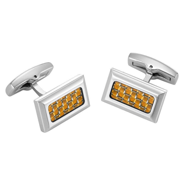 Willis Judd Men’s Stainless Steel with Colored Carbon FIber Cufflinks with Gift Pouch