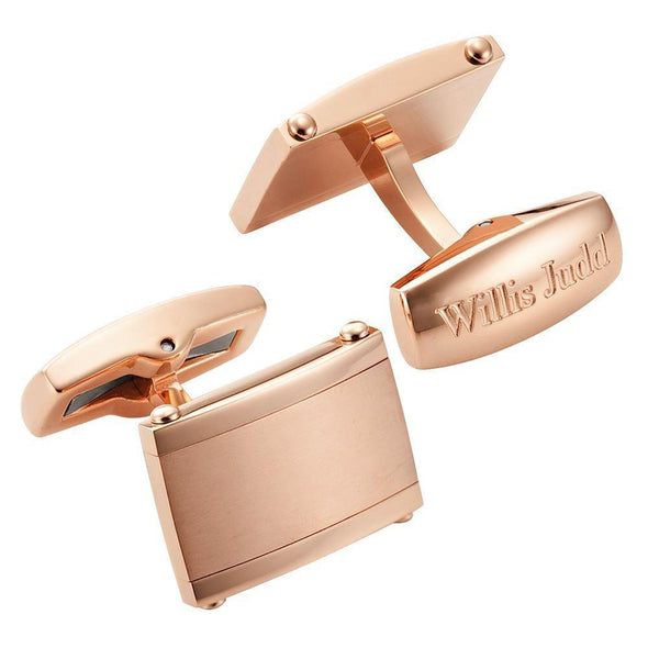Willis Judd Men’s Rose Colored Stainless Steel Cufflinks with Gift Pouch