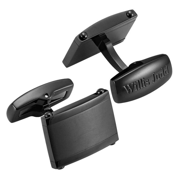 Willis Judd Men’s Black Stainless Steel Cufflinks with Gift Pouch