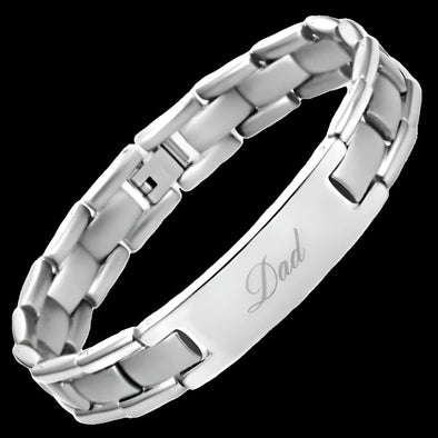 Willis Judd Mens Titanium DAD Bracelet Engraved Best Dad Ever with Gift Box & Link Removal Tool