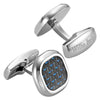 Willis Judd Men's Stainless Steel with Blue Carbon fibre Cufflinks with Pouch