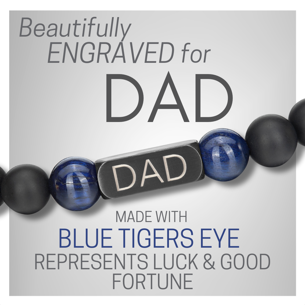 Dad Beaded Bracelet Blue Tigers Eye From Daughter