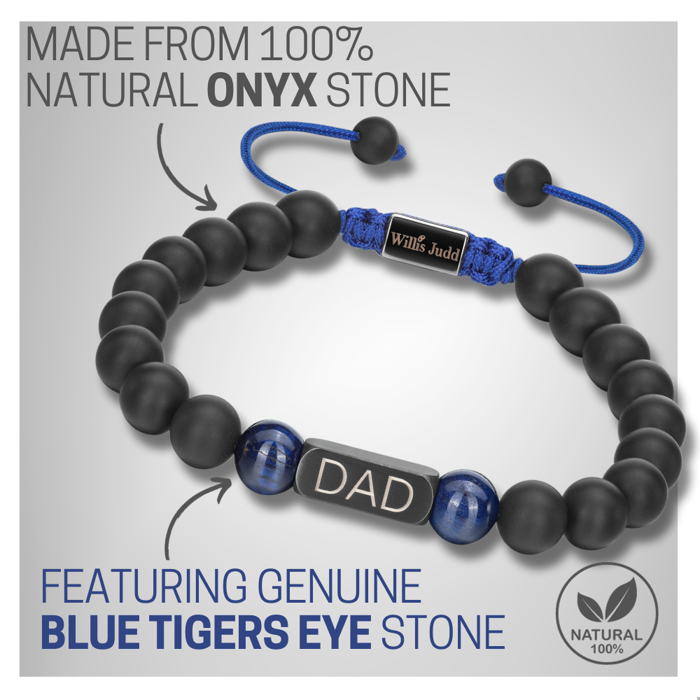 Dad Beaded Bracelet Blue Tigers Eye