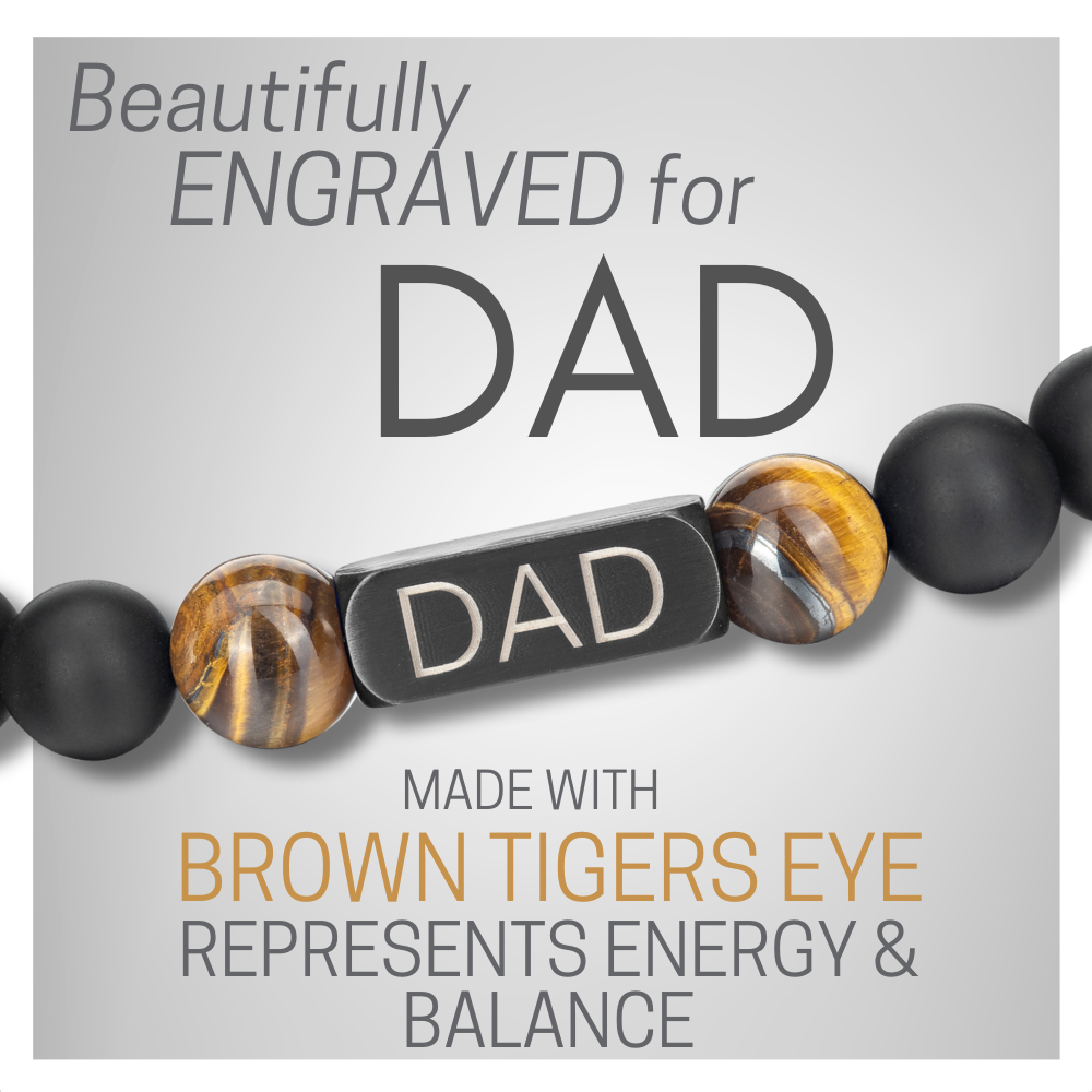 Dad Beaded Bracelet with Brown Tigers Eye From Daughter