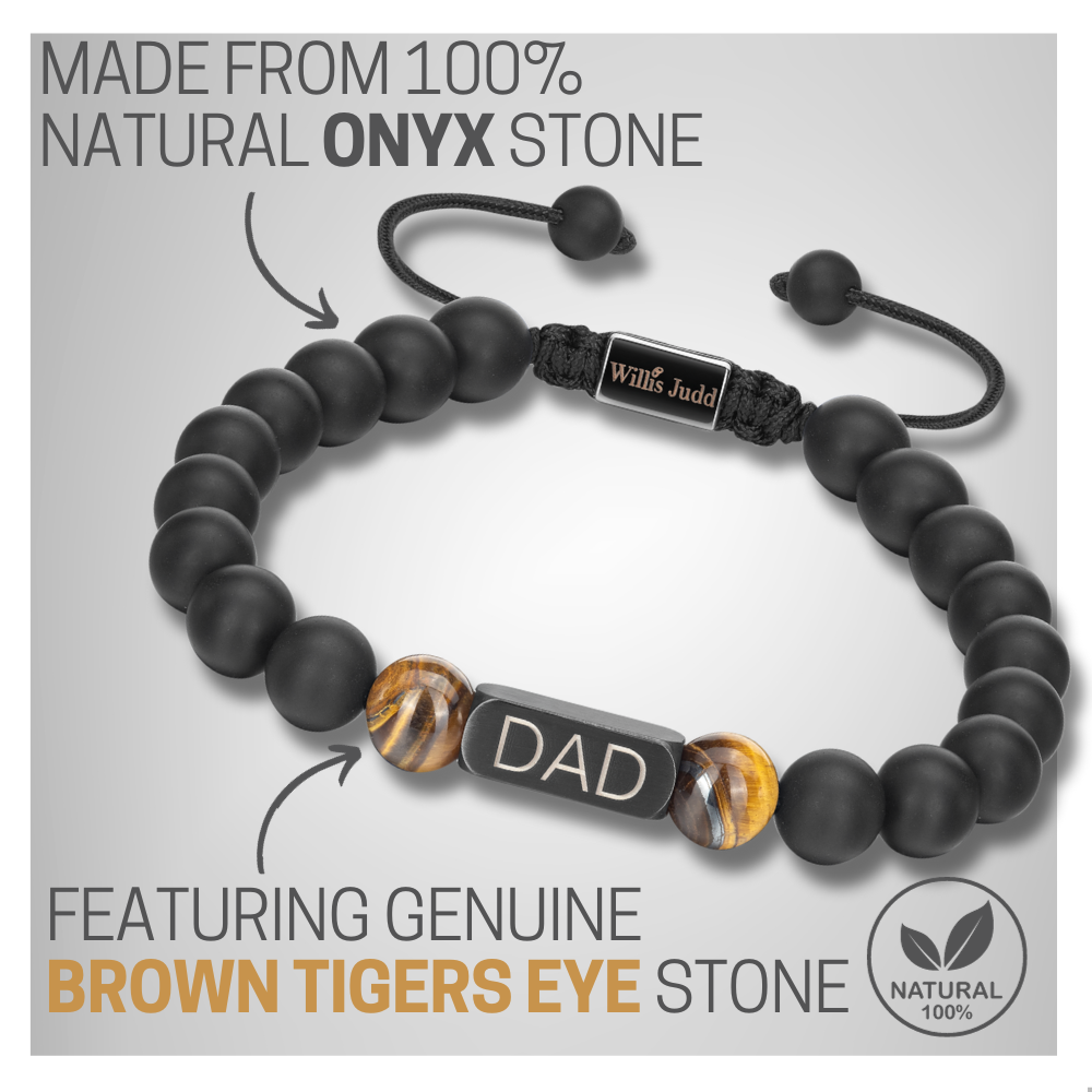 Dad Beaded Bracelet with Brown Tigers Eye