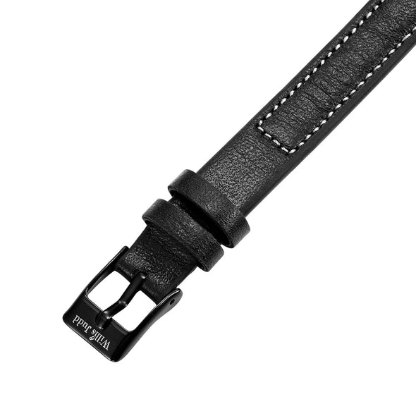 Mens Solid Carbon Fiber Leather Bracelet Clear CZ