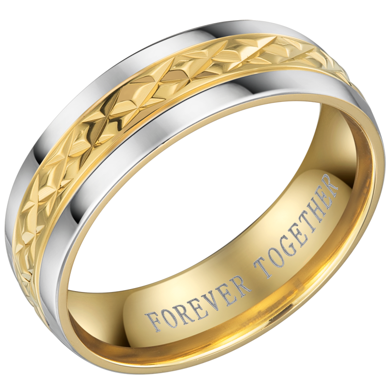 Engraved Forever Together Mens Titanium Ring 7mm