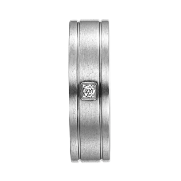 Mens Titanium Ring Stone Engraved I Love You 7mm