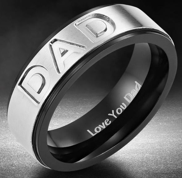 Mens Dad Titanium Engraved Ring - Love You