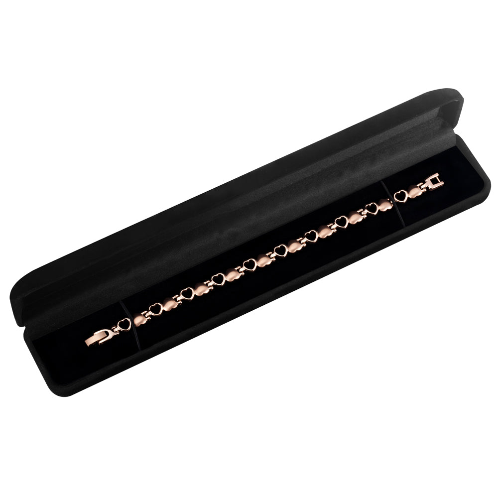 Ladies Heart Rose Gold Tone Titanium Magnetic Therapy Anklet