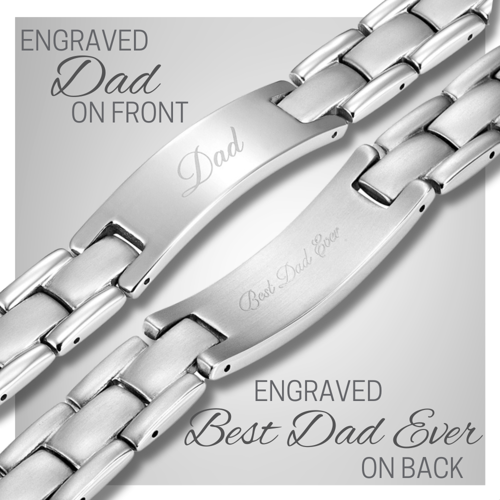 Dad and Best dad ever etched bracelet in silver