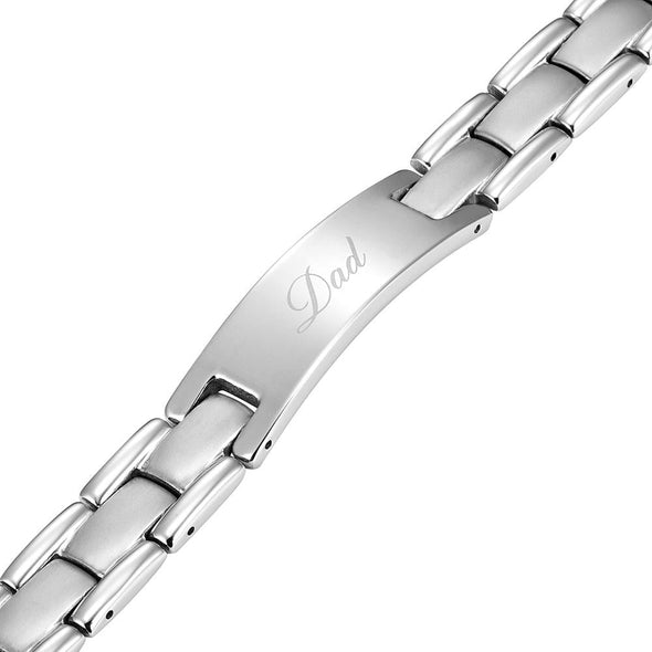 Mens Dad Bracelet Engraved - Best Ever (Titanium) Magnetic