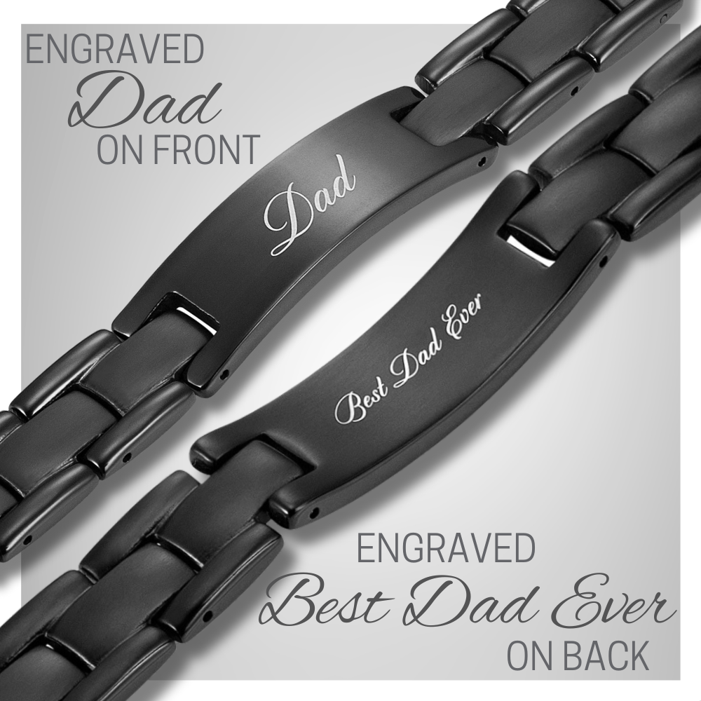 Best dad ever etched bracelet in black