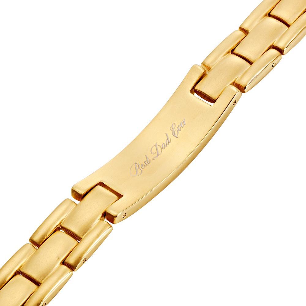 Mens Gold Tone Dad Engraved Bracelet - Best Ever Magnetic