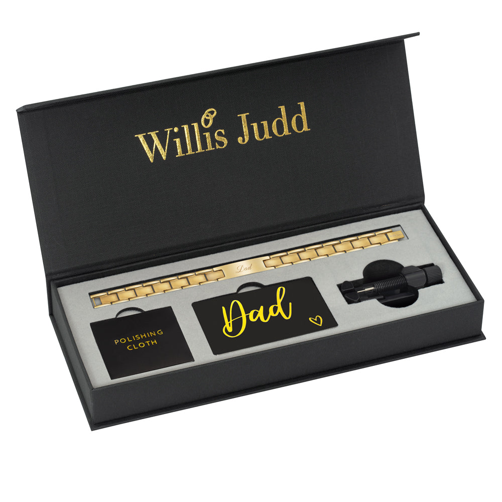 Dad Bracelet Etched Best Dad Ever Gold Titanium