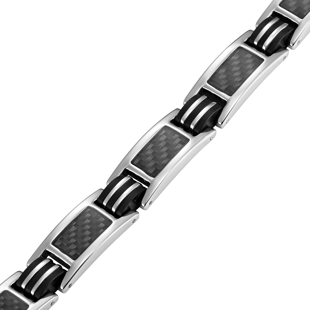 Mens Magnetic Bracelet, with Carbon Fiber, Size Adjustable By Willis Judd