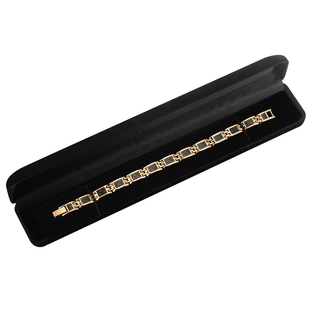 Ladies Magnetic Bracelet, Gold with Carbon Fiber, Size Adjustable By Willis Judd