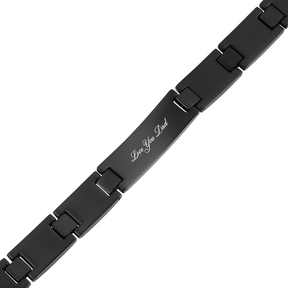 Love You Dad Engraved Black Carbon Fiber Mens Bracelet
