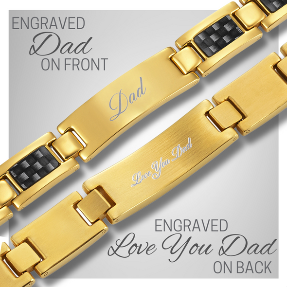 Dad Bracelet Gold Titanium Engraved Love You Dad