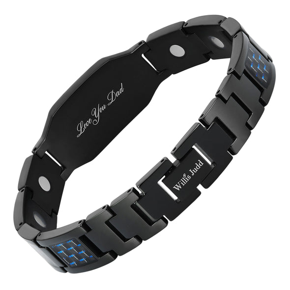 Mens Dad Bracelet Engraved Love You Dad In CZ Stones By Willis Judd