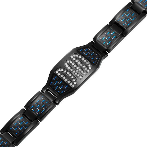 Mens Dad Bracelet Engraved Love You Dad In CZ Stones By Willis Judd