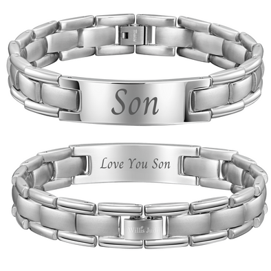 To My Son From mum Dad Son Bracelet Silver Titanium