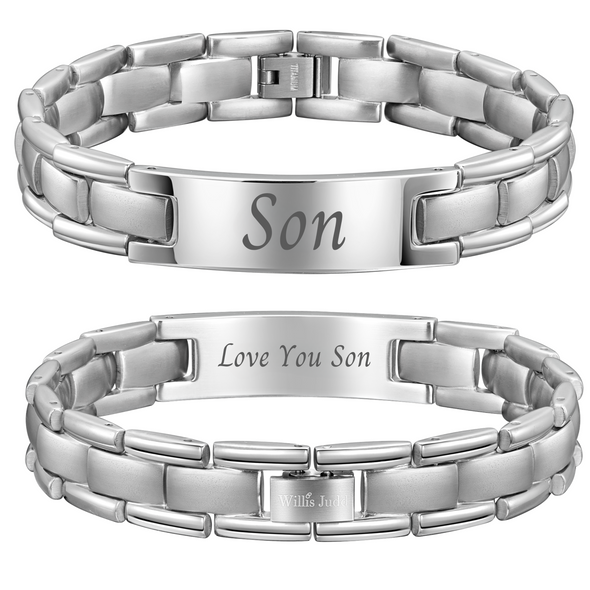 To My Son From mum Dad Son Bracelet Silver Titanium
