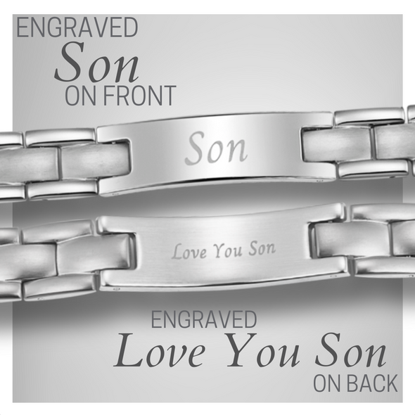 To My Son From mum Dad Son Bracelet Silver Titanium