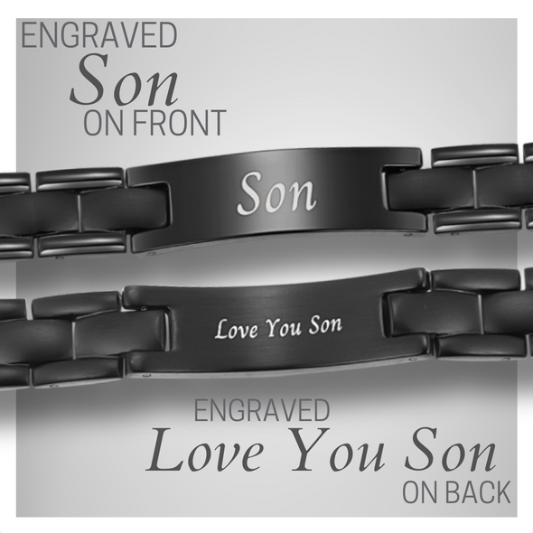 To My Son From mum Dad Son Bracelet Black Titanium