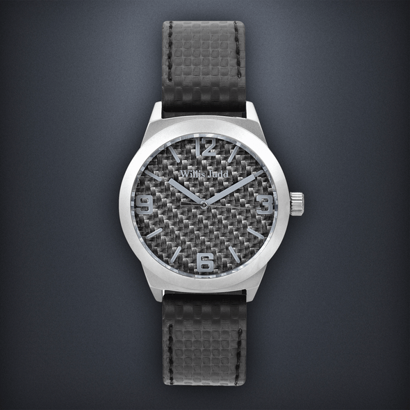 Brushed Stainless Steel with Blue Carbon Fiber